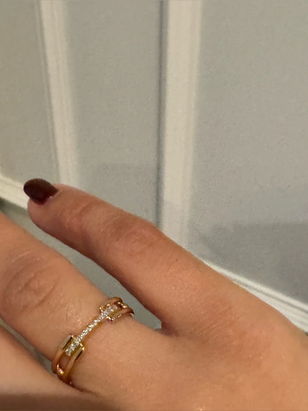 NWT MONICA VINADER Signature Link 18k Gold Vermeil and Lab Grown Diamond Ring